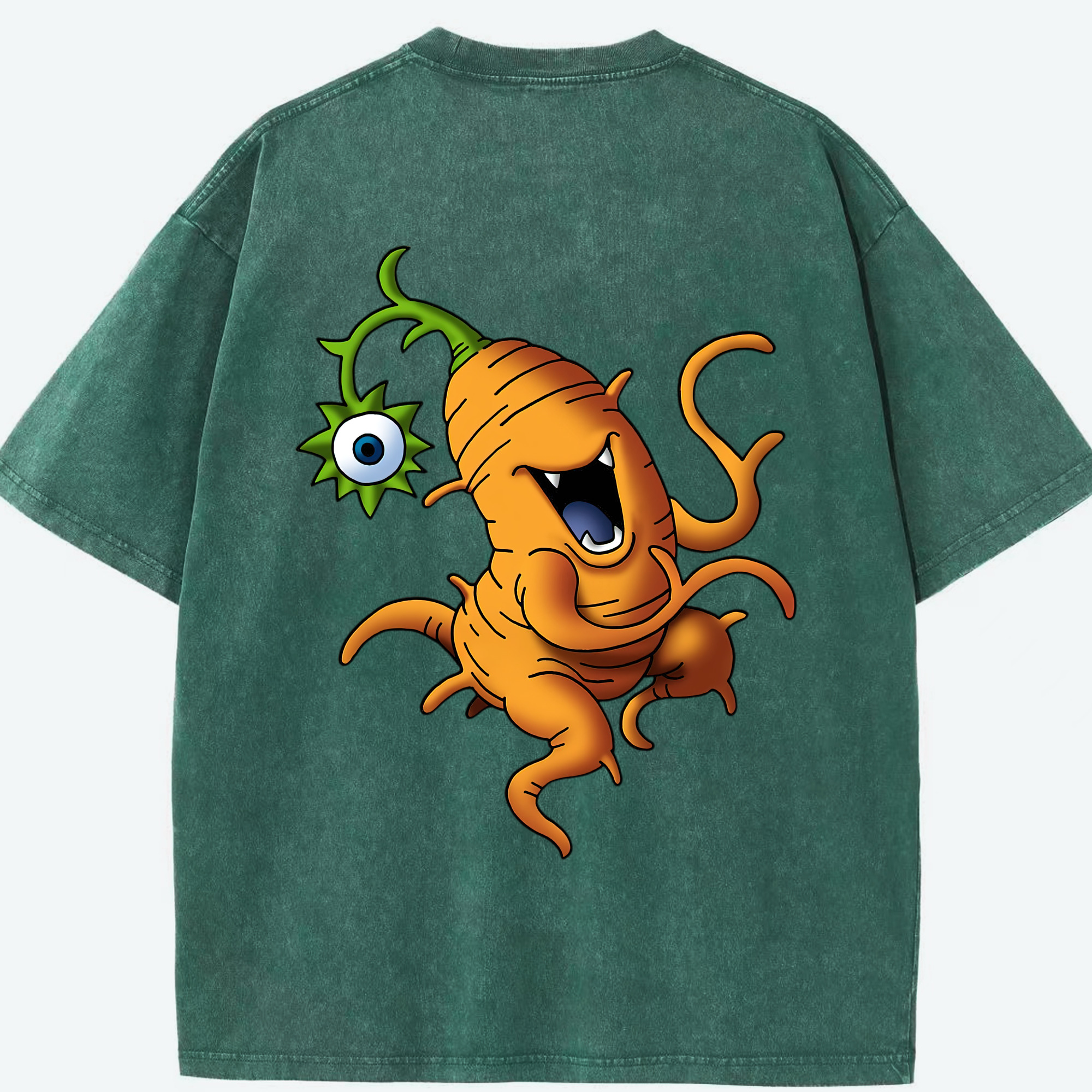 （画像用） ドラゴンクエスト Doragon Kuesuto Dragon Quest 綿100% ヴィンテージ風 半袖Tシャツ（背面プリント）